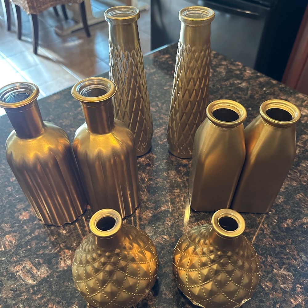 Gold Glass Vases Lot 8